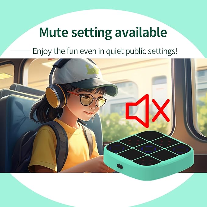 Tic-Tac-Toe Bolt Game, 4-in-1 Handheld Puzzle Game Console, Electronic Tic-Tac-Toe Toy, Educational and Memory Growth, Portable Travel Games for Car Ride, Board Games for Kids and Adults (Cyan)