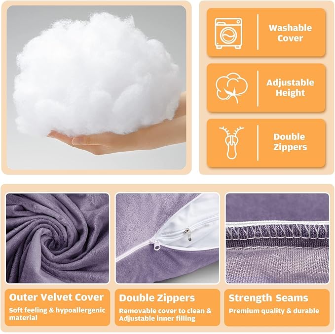 Chilling Home Pregnancy Pillows, C Shaped Full Body Pillow Maternity Pillow for Women 55 inch, Pregnancy Pillows for Sleeping Pregnant Must Have with Removable Cover