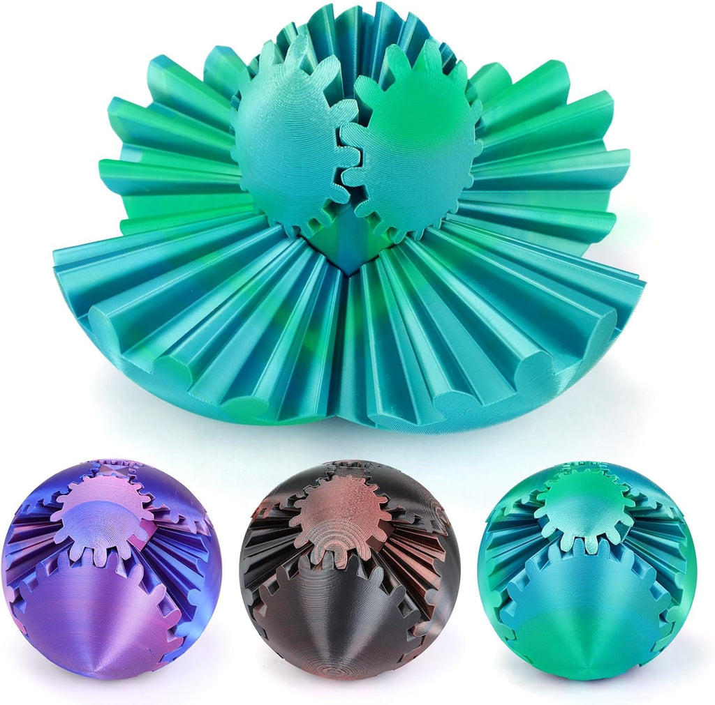 Gear Ball - 3D Printed Gear Ball Spin Ball or Cube Fidget Toy, Gear Sphere, Gear Ball Gearball Fidget Toy, Stress Ball, GearSphere Desk Toy, Fidget Ball, Gear Toy for Stress and Anxiety Relaxing