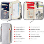 ZOPPEN Passport Holder Family RFID Passport Wallet, Passport Holder Women/Men, Travel Wallet Documents Organizer Zipper Case with Removable Wristlet Strap, Travel Essentials for Flying