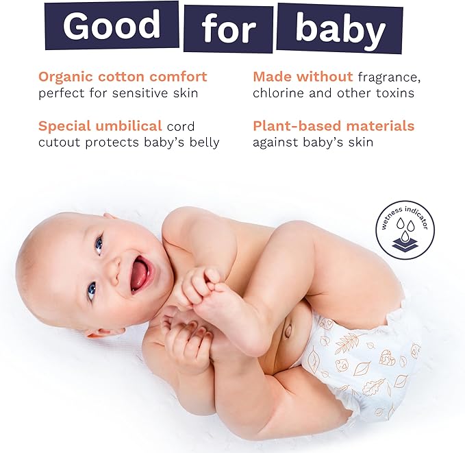 Pura Hypoallergenic Diapers, Size 2 (7-13 lbs) Totally Chlorine Free, Wetness Indicator, Suitable for Sensitive Skin, Soft Organic Cotton, Overnight, 3 Packs of 29 (87 Baby Diapers)