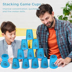 yeesport Sport Stacking Cups, 24pcs Sports Stacking Cups Sport Training Game for Challenge Competition Travel Party Gift for Kids and Adults (Blue & Red)