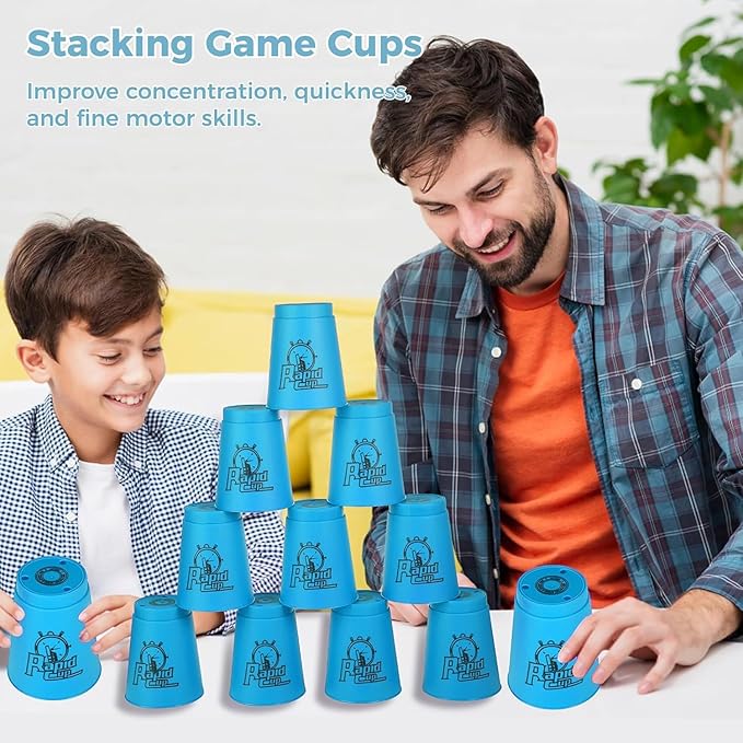 yeesport Sport Stacking Cups, 24pcs Sports Stacking Cups Sport Training Game for Challenge Competition Travel Party Gift for Kids and Adults (Blue & Red)