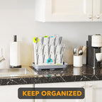 SpaceAid Baby Bottle Drying Rack with 20 Hooks, Space Saving Kitchen Bottles Rack Dryer, Vertical Baby Bottle Holder Organizer for Countertop Storage Accessories (White and Gray)