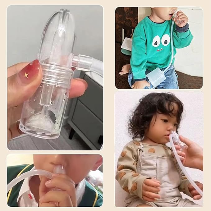Nasal Aspirator for Baby, Baby Nose Sucker, Booger Sucker with Hand Pump and Non-Invasive Tip to Clear Clogged Passages and Boogers (Translucent White, Standard)