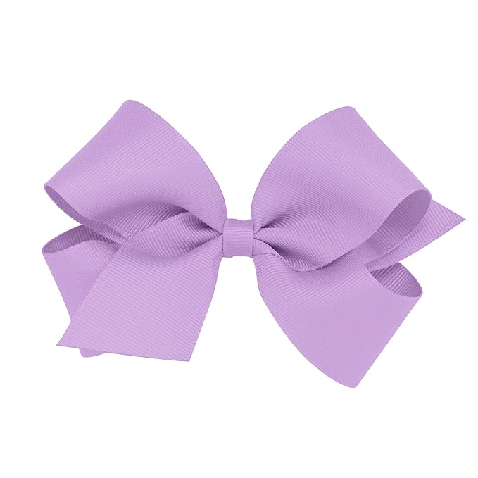 Wee Ones Girls' Classic Grosgrain Hair Bows on a WeeStay No-Slip Hair Clip, Handmade, Medium Sized Bow, Light Orchid