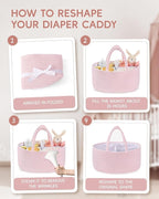 Maliton Baby Diaper Caddy Organizer, Cotton Rope Diaper Caddy Basket, Large Storage Basket for Newborn Boys and Girls, Gift for Baby Shower List, Newborn Essentials