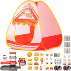 Kids Play Tent, Pop Up Play Tent Burger Theme with Complete Toy Set, Play Toys Play Set for Kids Indoor Outdoor Pretend Play