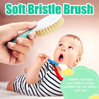 Baby Hair Brush and Comb Set, 4Pcs Baby Soft Bristles Hairbrush Cradle Cap Brush Hair Comb for Newborns Toddlers Boys Girls (Green)