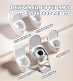 2-in-1 Toddler Potty Training Toilet Seat with Step Stool Ladder – Adjustable Height Potty Chair Urinal for Baby Boys Girls Age 1-3, Foldable Training Potty with Splash Guard & Anti-Slip Feet, Grey