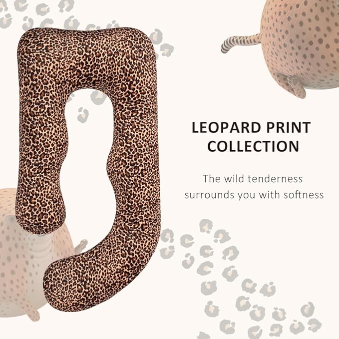 Chilling Home Pregnancy Pillow, U Shaped Pregnancy Pillows for Sleeping Full Body Pillow Maternity Pillow for Pregnant Women 58 inch, Pregnant Women Must Have with Removable Cover, Leopard Print