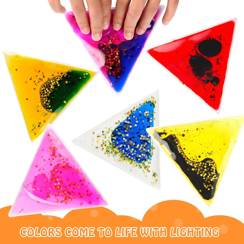 Sensory Soft Gel Liquid Toys: Water Sensory Toys for Autism Kids Sensory Fidget Toys 6-Pack Triangular