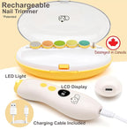 Rechargeable 22 in 1 Baby Nail Trimmer, Usage Labeled Case, 13 Extra Replacement Tools, Royal Angels Electric Nail File with LCD Display, Newborn Toddler Nail Care Clipper Kit (Rechargeable, Mango)