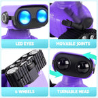 Rechargeable Emo Robot with Auto-Demonstration - Remote Control Smart Robot Toy Gift for Kids Age 3+ - Purple