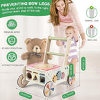Wooden Push Walker for Babies with Wheels 12 Months+ Wooden Baby Walker Activity Walker for Babies Montessori Multiple Learning Activities Center Walking Toy Adjustable Speed Birthday Gift