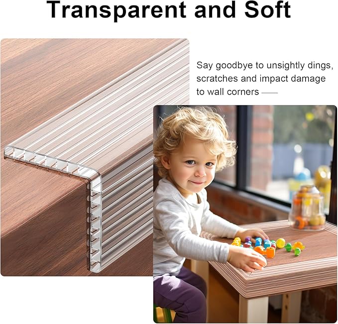 Baby Proofing 26.2ft Long (2.32" Wide),Clear Corner Protectors,Soft Edge Protectors Corner Guards Furniture Corner&Edge Safety Bumpers with Upgraded Strong Adhesive for Sharp Furniture & Table Edges