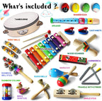 LOOIKOOS Toddler Musical Instruments,Wooden Percussion Instruments Toy for Kids Baby Preschool Educational Musical Toys Set for Boys and Girls with Storage Bag