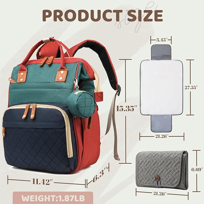 Diaper Bag Backpack for Girls Boys: Multicolor Toddler Diaper Bag with Changing Pad Baby Backpack Diaper Bag for Mon Dad Newborn Pañaleras Bebe Niña Niño Baby Registry Search Essentials Must Haves