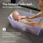 Stokke Flexi Bath Bundle, Sandy Beige - Foldable Baby Bathtub + Newborn Support - Durable & Easy to Store - Convenient to Use at Home or Traveling - Best for Newborns & Babies Up to 48 Months