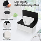 NOVWANG Wipes Dispenser, Baby Wipe Holder, Keeps Wipes Fresh, Refillable Wipe Container Baby Wipes Case for Bathroom Wipes Pouch Case, Black-White