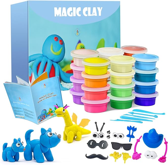 Modeling Clay Kit - 24 Colors Air Dry Clay DIY Molding Clay with Tools, Kids Art Crafts Gift for Boys & Girls Age 3-12 Year Olds