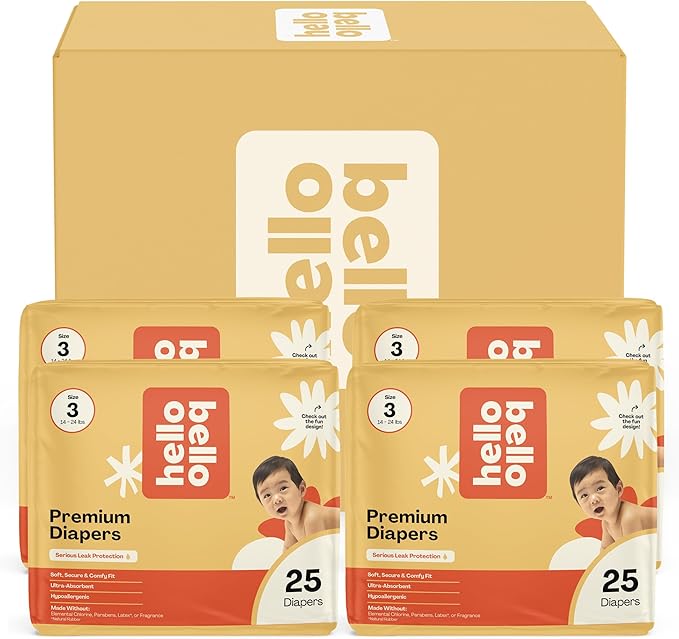 Hello Bello Premium Diapers, Size 3 (14-24 lbs) Surprise Pack for Girls - 100 Count, Hypoallergenic with Soft, Cloth-Like Feel - Assorted Girl & Gender Neutral Patterns