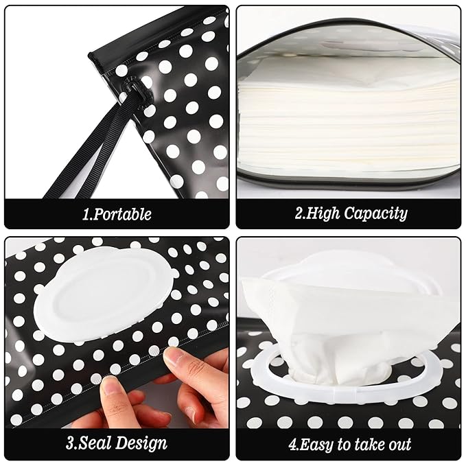 FEBSNOW 2 Pack Baby Wipes Dispenser, Portable Wipe Holder Container, Reusable Wet Wipes Pouch, Lightweight Travel Wipes Case