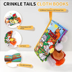 Jollybaby Baby Cloth Books, Touch & Feel Crinkle Soft Books, for Infants Babies, Toddler Early Educational Interactive Stroller Toys, Baby Girl & Boy Gift(Plush Tails)