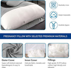 cauzyart Pregnancy Pillows for Sleeping, U Shaped Full Body Maternity Pillow with Removable Cooling Cover(Gray)