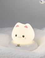 Night Light Kids, Cute Soft Glow Protect Eyes Kitten Night Light Lamp with 30mins Timer Rechargeable Nightlight for Kids Children Women Girls Toddler Bedroom Bedside Livingroom