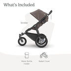 UPPAbaby Ridge Jogging Stroller/Durable Performance Jogger with Never-Flat Tires/Built for Walking, Running, Hiking/Water Bottle Holder and Basket Cover Included/Theo (Dark Taupe/Carbon Frame)