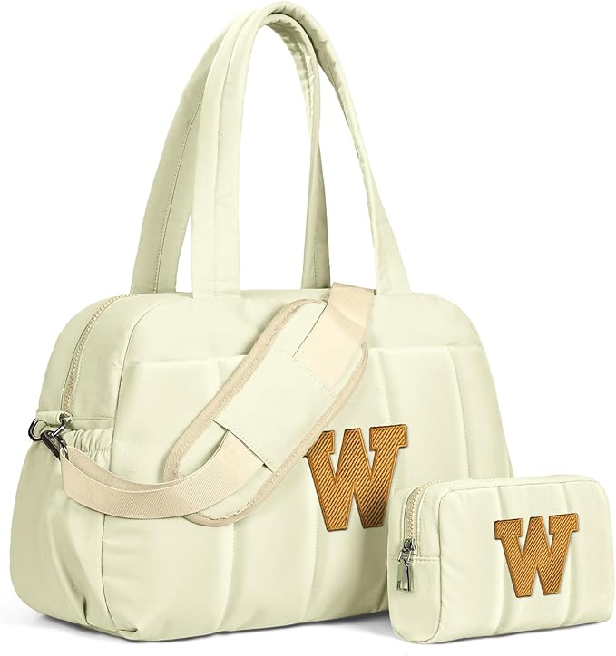 Trendy Gifts-Duffle Bag for Travel Women, Travel Bags，Initial Overnight Bag with Wet Pocket，Lightweight Weekender Bags Personalized Gym Tote with Makeup Pouch