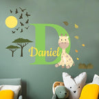 CRYPTONITE Personalized Name Jungle Animals Vinyl Wall Decor I Nursery Wall Decal for Baby Boy & Girl Decoration I Stickers for Kids I Multiple Options for Customization (B. Giraffe)