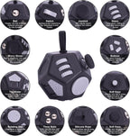 Mini Fidget Toys,12 Sided Cube Toys Relief Stress,Anxiety, Depression,Autism for Kids Adults Improve Focus and Kill Time (Black)