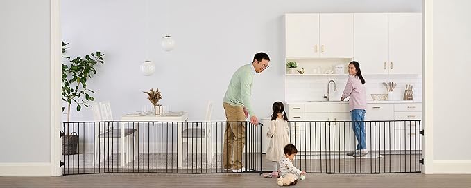 Regalo 194-Inch Super Wide Adjustable Baby Gate and Play Yard, Black, 2-in-1, Bonus Kit, Includes 4 Pack of Wall Mounts