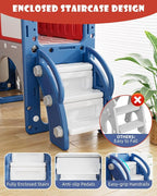 YUFU 12 in 1 Kids Slide for Toddlers, Toddler Slide Playset with Golf, Drawing Board, Climber, Basketball Hoop and Storage Space, Indoor Outdoor Toddler Playground for Kids Age 1-3 (Blue Red)