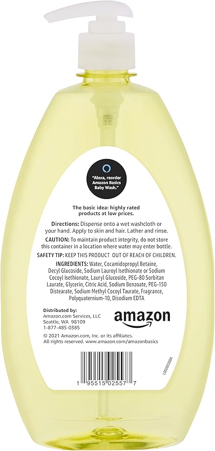 Amazon Basics Tear-Free Baby Hair and Body Wash, 27.1 Fluid Ounce, Lightly Scented, 1-Pack (Previously Solimo)