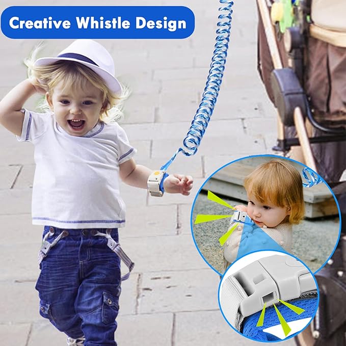 Accmor Anti Lost Wrist Link with Induction Lock, Upgraded Toddler Leash, Reflective Kids Wrist Leash for Baby, Child Walking Wristband Leashes with Magnetic Unlock Design for Boys, Dark Blue (6.5ft)