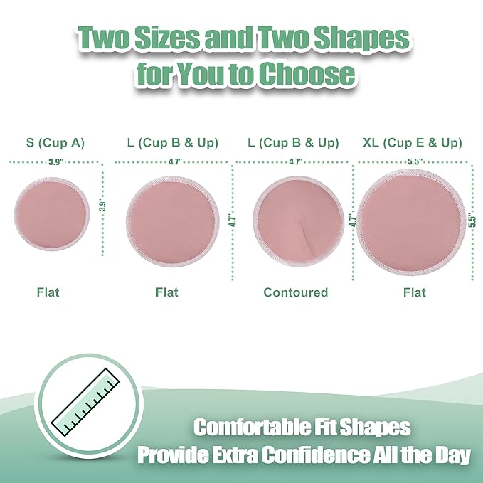 wegreeco Nursing Breast Pads (14 Pack) + Laundry Bag & Travel Storage Bag, 4.7 inch Option - Washable & Reusable Breastfeeding Nursing Pads (Mild, Large)