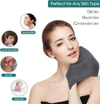 Wash Cloths 12 Pack, Reusable Makeup Eraser Towel, 13x13 inch Large Washcloths for Face and Body, Super Soft and Skin Friendly Face Towel on Sensitive Skin, Easy to Rinse Grey Facial Cleaning Cloths