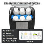 Mancro Breast Milk Cooler Travel Bag with Ice Pack, Double Layer Baby Bottles Bag for Daycare Fits 6 Baby Bottle up to 9 Ounces, Breast Pump Bag for Nursing Moms with Shoulder Strap, Black