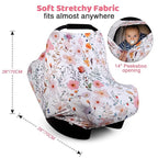 Rquite All-in-1 Car Seat Cover Baby, Carseat Covers for Girl Boy, Stretchy Soft Infant Car Seat Cover, Multi-use Baby Carrier Cover, Car Seat Canopy, Stroller Sun Shade, Nursing Breastfeeding Cover