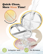 Stainless Steel Baby Plate with Suction, 8” Divided Toddler Plates with Removable Silicone Sleeves for Kids, Non-Toxic Non-Slip Unbreakable Dishwasher Safe Dinnerware Set of 2, Pink & Beige