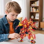 2 in 1 Transforming Phoeni Mecha Robot Building Set，599 PCS Compatible with Lego Ninja Mech STEM Construction Toy for Kids Aged 6+（Phoenix & Mech）