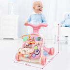 CUTE STONE 2-in-1 Baby Walker for Girls, Toddlers Learning Walker, Early Educational Push Walking Toys with Detachable Activity Center for Infants 12+ Months