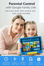 10.1 Inch Kids Tablet with Shockproof Case | Android 14, 64GB+8GB RAM, 12H Battery | Parental Control, Google Kids Space & Preloaded Educational Apps | WiFi 6, HD Display, Ages 3-12