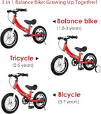 Balance Bike 2 in 1,The Dual Use of a Kids Balance Bike and Toddler Bike, for 2 3 4 5 6 7 Years Old -12 14 16 Inches with Training Theory, Brake, Pedal
