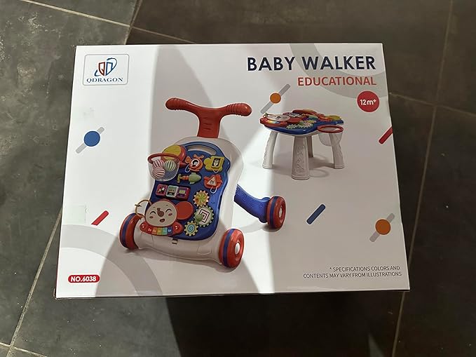 QDRAGON 3 in 1 Baby Walker and Activity Center for Boy, Learning to Walk, Sit to Stand, Early Educational Push Toys with Music Panel for Infant Toddler 12+ Months Blue