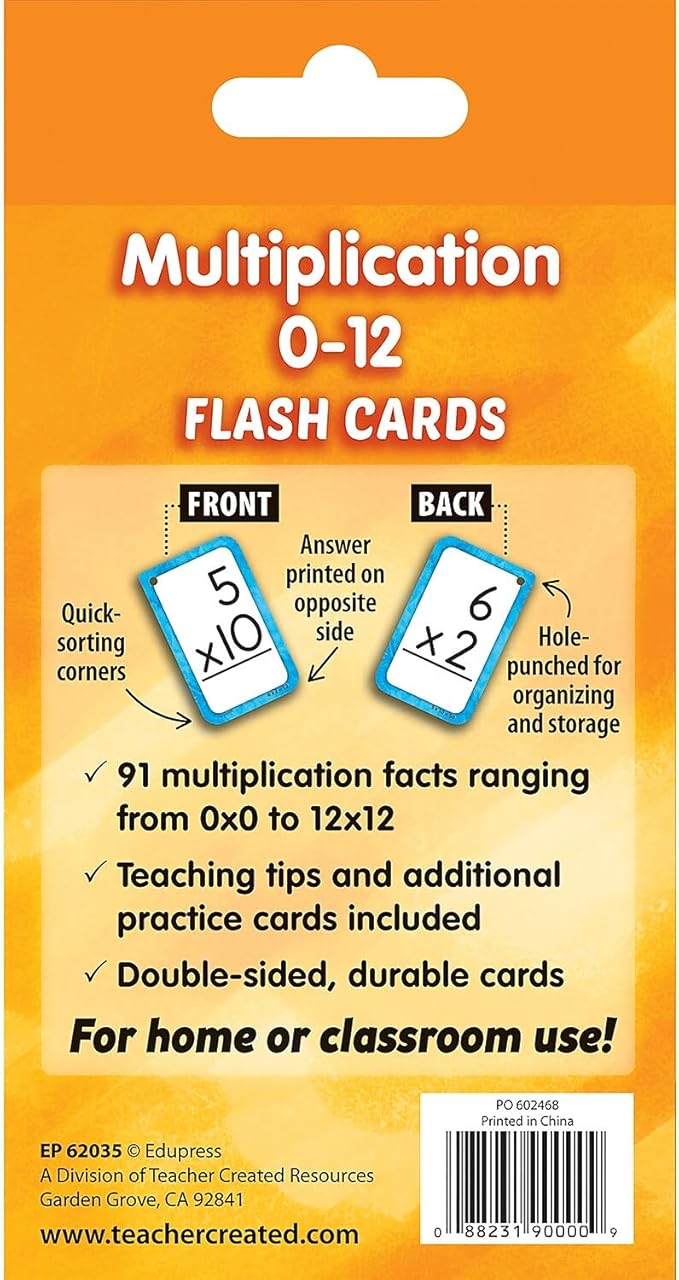 Teacher Created Resources Multiplication 0–12 Flash Cards (EP62035)
