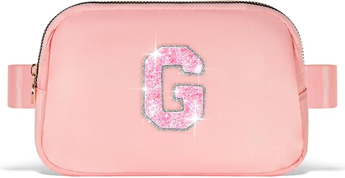 Graduation Gifts for Teens Kids Daughter Sister Her - Birthday Gifts for 3 4 5 6 7 8 9 10 11 12 13 Year Old Girls,Fanny Pack Crossbody Bag Belt Bag Cute Trendy Stuff | Peach,Initial G